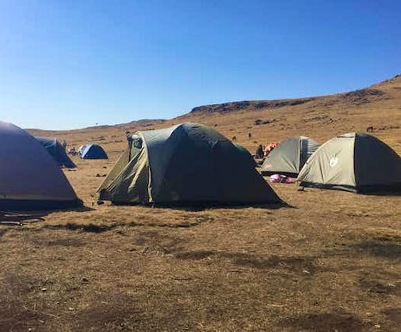 Tents in a campsite in the Simien Mountains