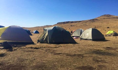 Tents in a campsite in the Simien Mountains