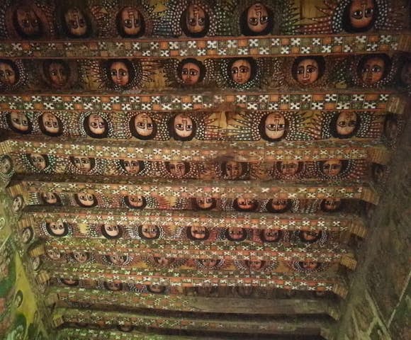 Ceiling of angels in Debre Berhan Selassie Church in Gondar