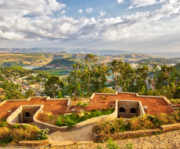 View over Gonder with mountains in background at Gondar Hills Resort